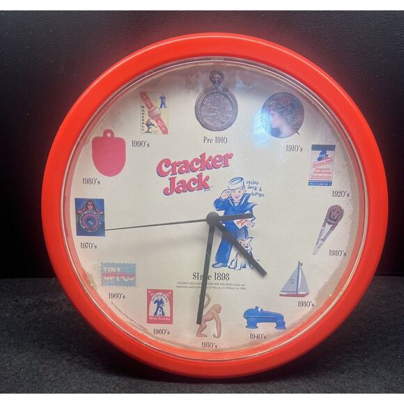 CRACKER JACK Wall CLOCK Through The Years Sailor Jack & Bingo‎ Works - Picture 1 of 4